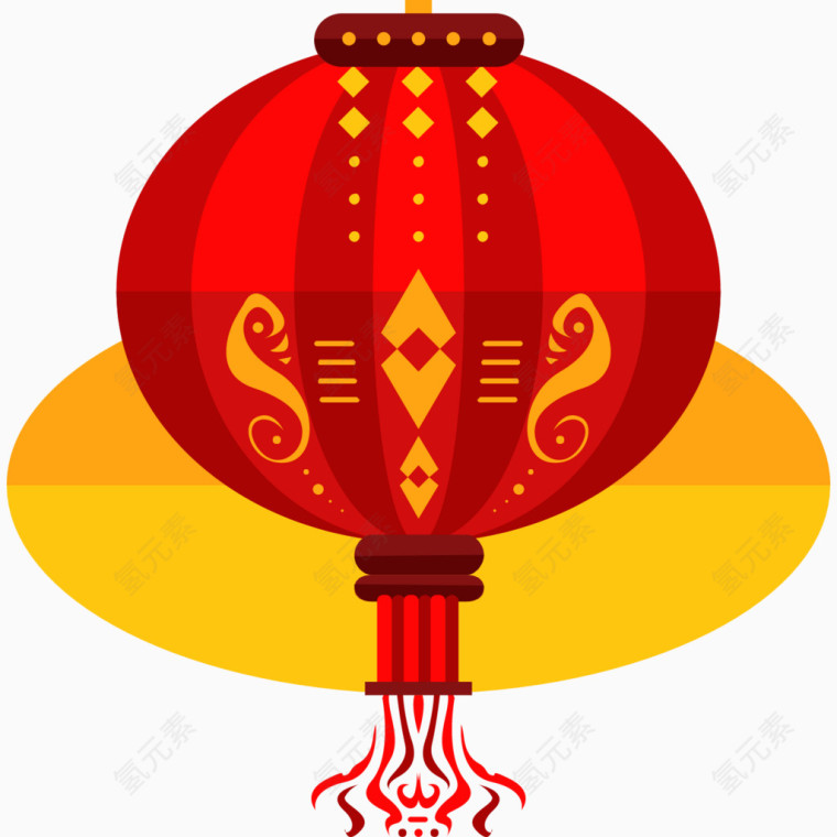 卡通迎新年图标灯笼