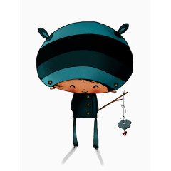 拿着树枝的孩子