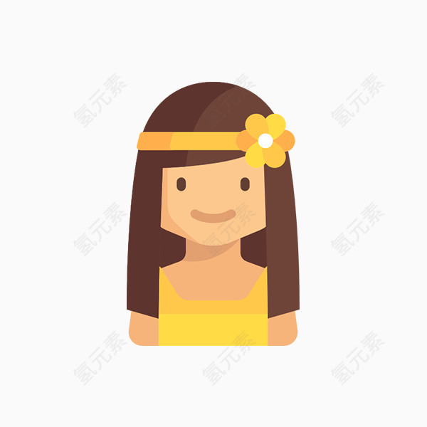 微笑 卡通 小女孩 太阳花