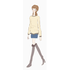 清新卡通简笔画女孩