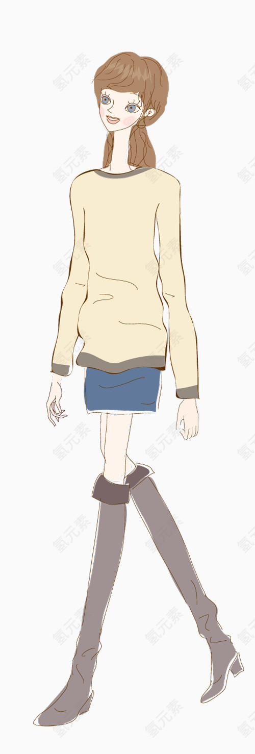清新卡通简笔画女孩