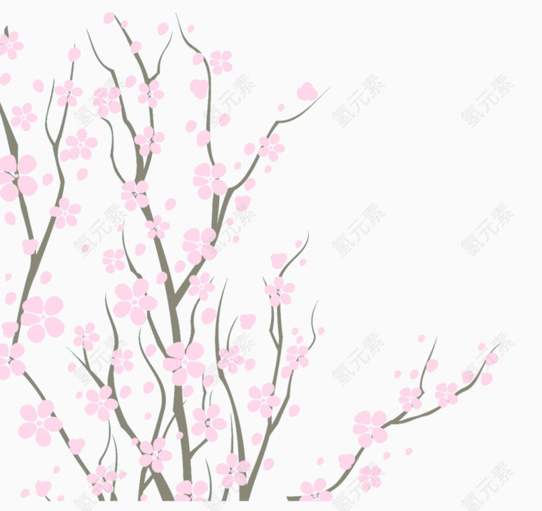 手绘风油画风水彩风梅花