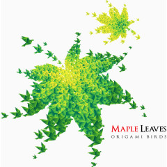 矢量绿叶千纸鹤