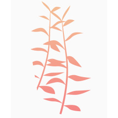 卡通红色渐变树枝竹子