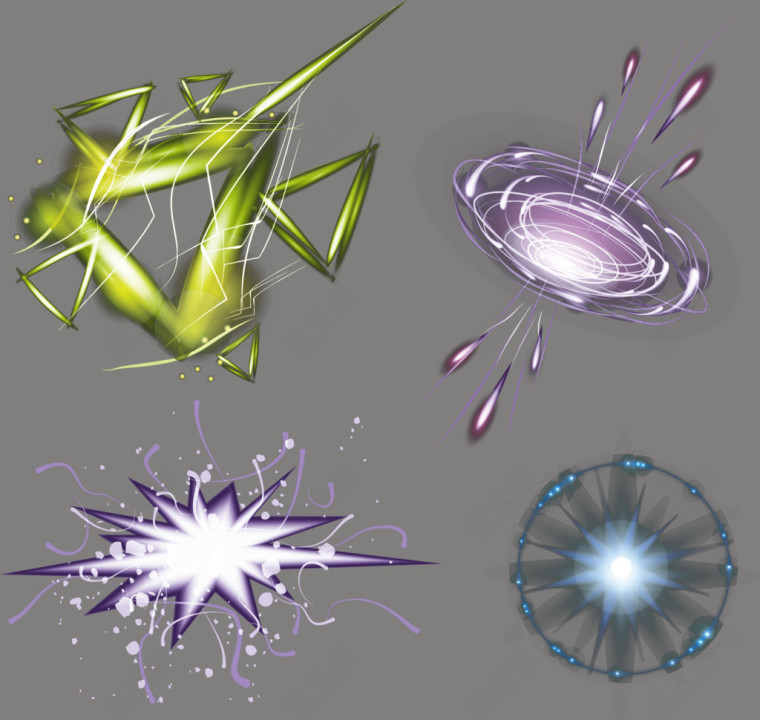 不规则三角形圆形星形发光体效果元素