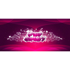 粉色生日快乐字体PSD分层