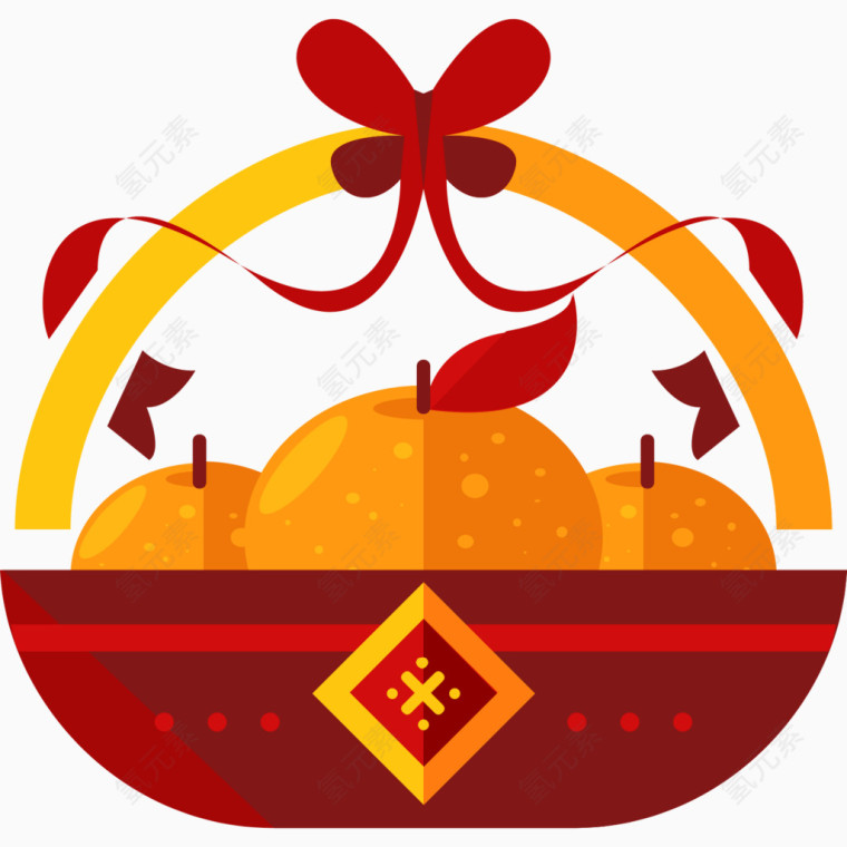 卡通迎新年图标礼品花篮