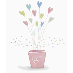 手绘清新爱心盆栽