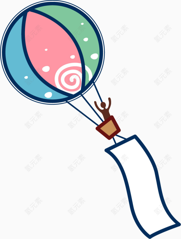 卡通手绘热气球 