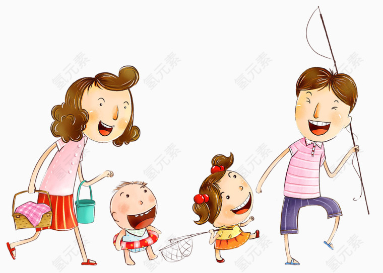 卡通手绘一家人