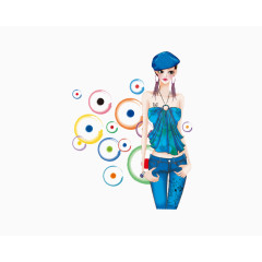 卡通素材西方女孩