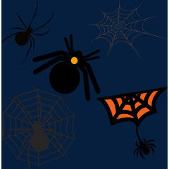 水彩蜘蛛和蜘蛛网卡通手绘