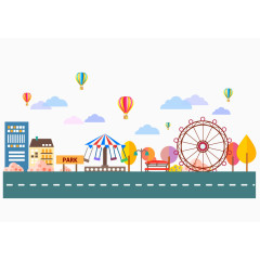 可爱卡通城市马戏团