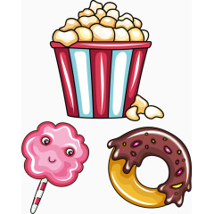 爆米花甜甜圈棒棒糖卡通手绘集合