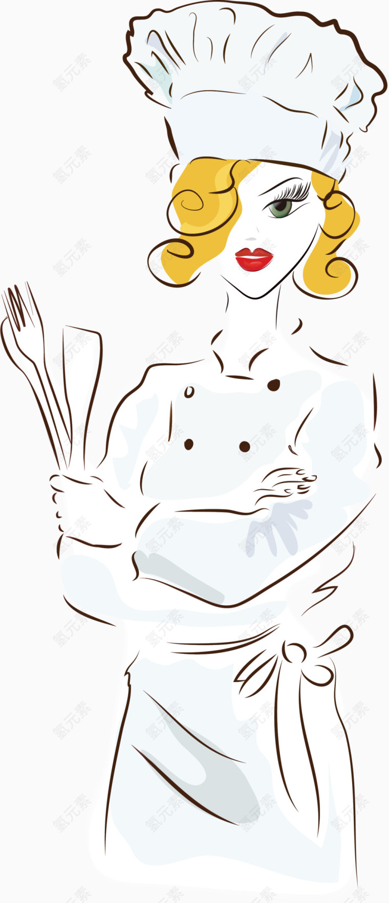 美味食物与卡通厨师人物