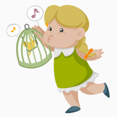 逗小鸟的小女孩