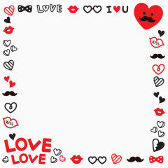 卡通红黑爱心边框