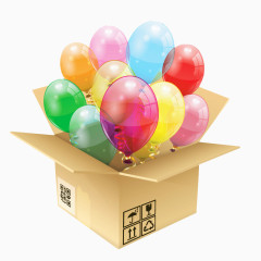 纸箱里的彩色气球