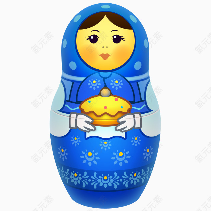蓝色的俄式套娃大Matreshka-icons