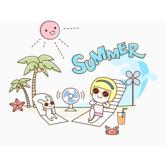  手绘简洁人物旅行插画 