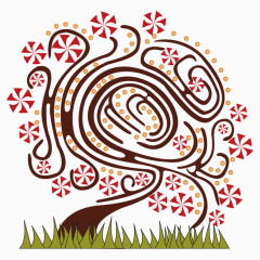 创意树木卡通素材花朵