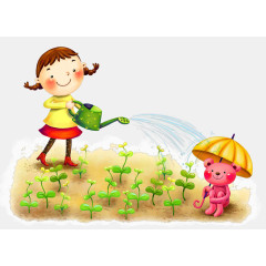 浇花的小女孩