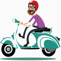 骑小绵羊卡通人物图标元素