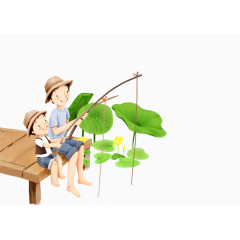 和爸爸一起钓鱼