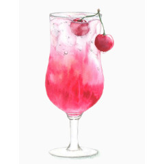 彩绘红色高脚杯冰饮料