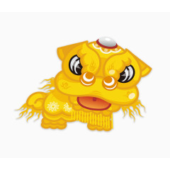 卡通金色小舞狮
