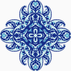 抽象中国风蓝色花纹纹样