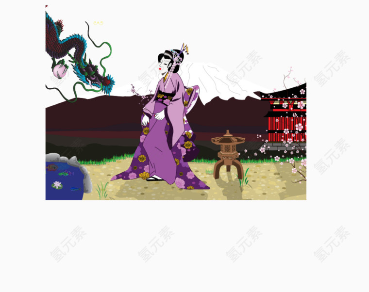 卡通矢量古人中国风美女