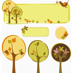 秋天树叶文本框