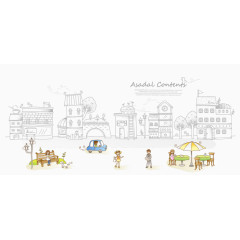 简约休闲场所插画