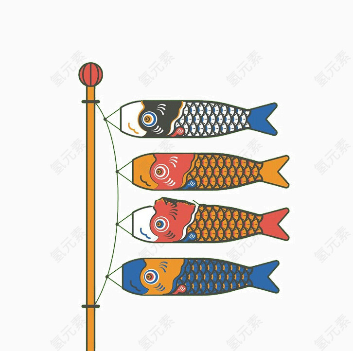 卡通鱼旗帜
