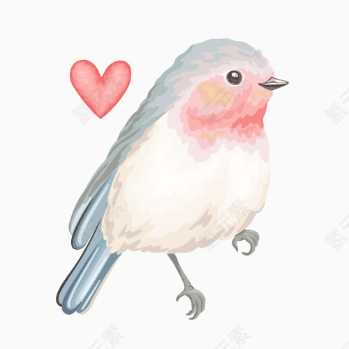 小鸟水彩油画