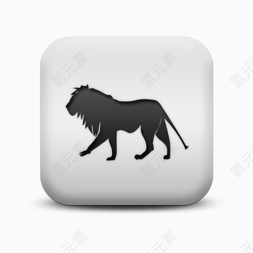 不光滑的白色的广场图标动物动物狮子Animals-Icons