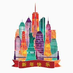 炫酷卡通城市图案