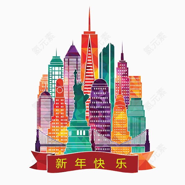 炫酷卡通城市图案