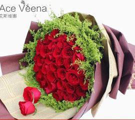红色花束玫瑰花多层包装