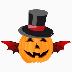 万圣节戴帽子的蝙蝠南瓜
