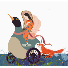 骑动物的小女孩