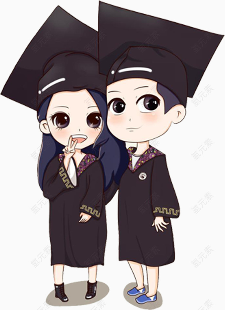 穿学士服毕业的情侣