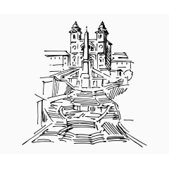 卡通手绘名胜古迹