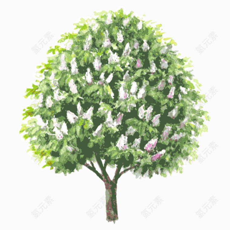 彩绘手绘卡通树木