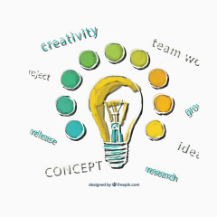 矢量创意水彩灯泡