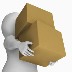 男人拿着盒子运输携带包裹