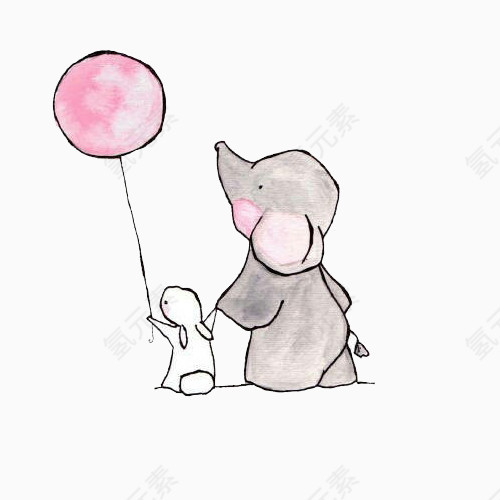 可爱小兔子大象吹泡泡9