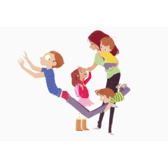 卡通一家人家庭插画