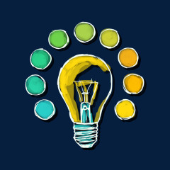 卡通创意水彩灯泡